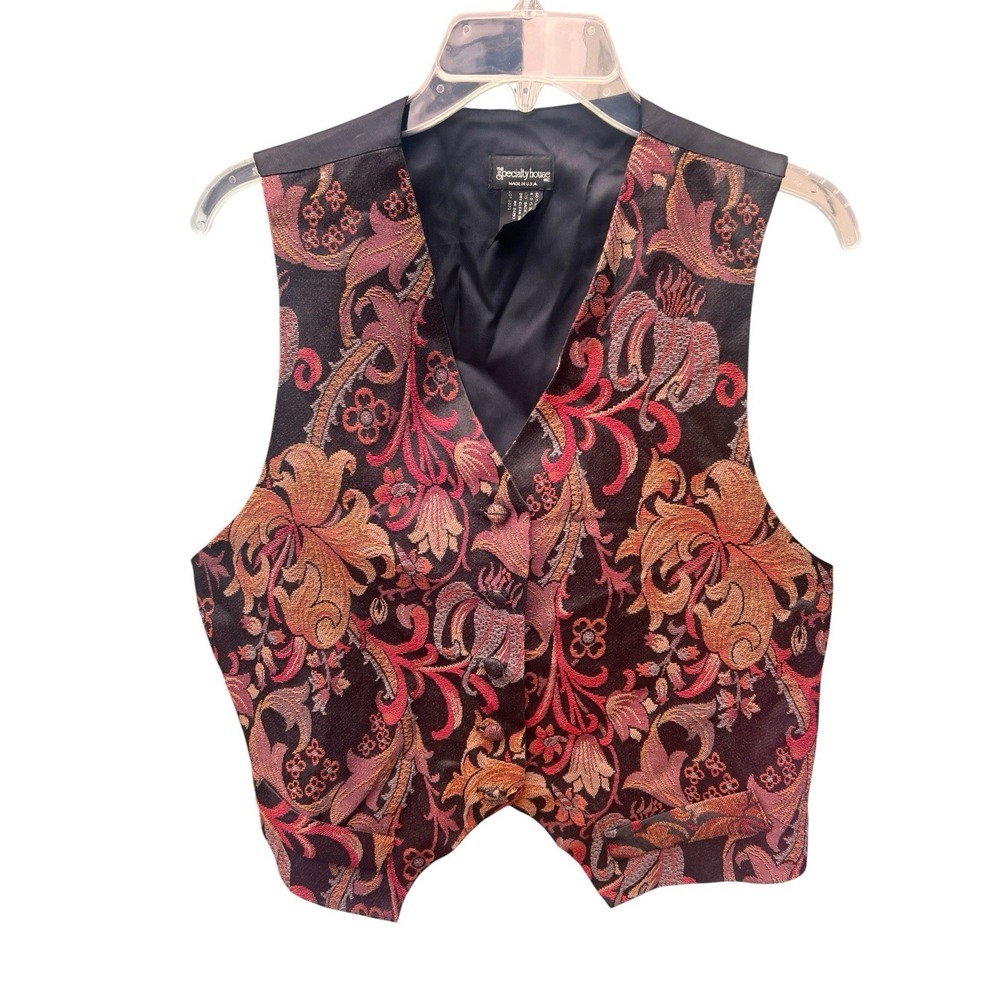 Vintage The Specialty House Tapestry Vest M/L Floral Paisley Brocade USA Made